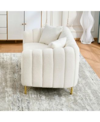 63" Chenille Loveseat Sofa - Modern Tufted Couch with Gold Legs