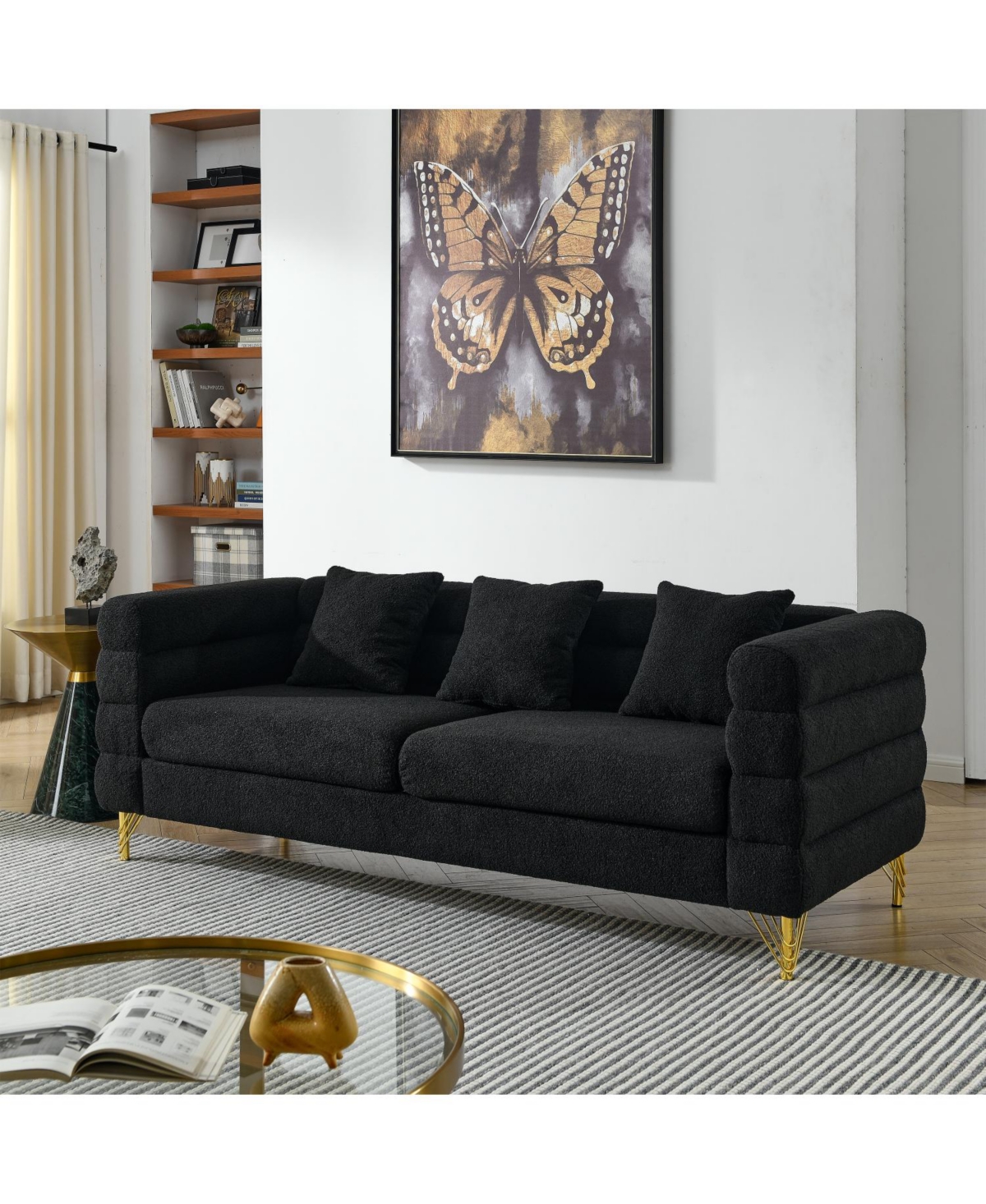 Streamdale Furniture3-seater + 2-seater Combination sofa.black teddy