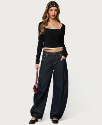 Women's Ksenia Contrast Layered Square Neck Top