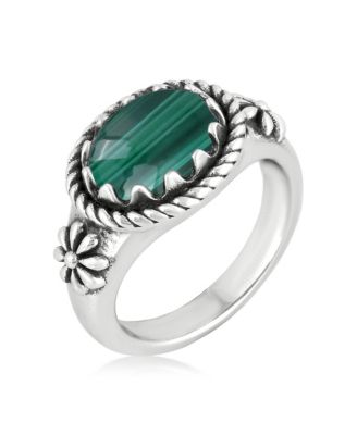 Sterling Silver Malachite East West Ring