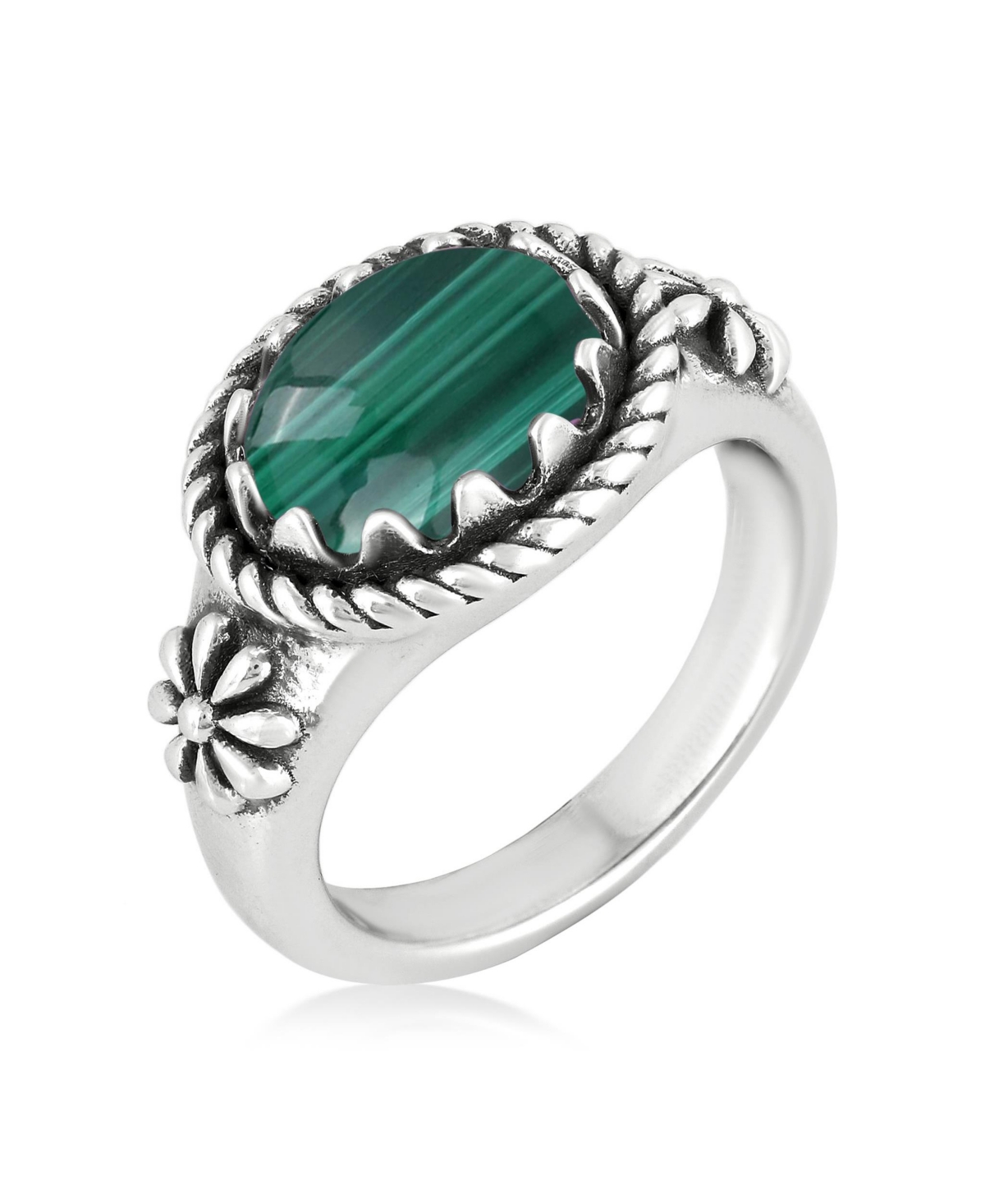 American West Jewelry Sterling Silver Malachite East West Ring