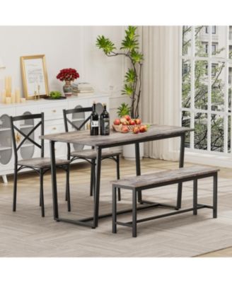  Four-piece set table and chair with backrest, industrial style, solid structure