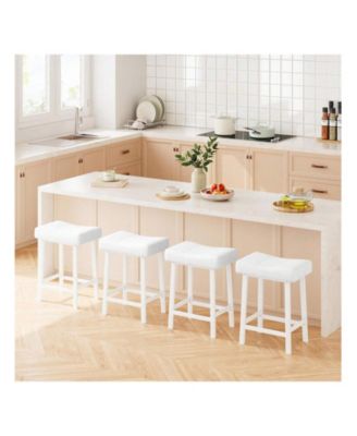 2-Piece Counter Height Bar Stool Set with Bonded Leather Upholstery for Kitchen Island or Dining Room