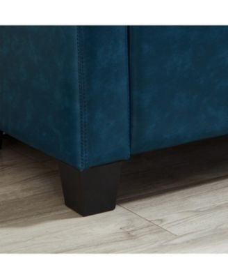 48" Storage Ottoman Bench - Tufted Faux Leather PU Blue