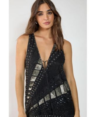 Women's Plunge Sequin Mini Dress