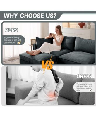 2-Seater Sofa w/ Footrests & Storage - Chenille Gray