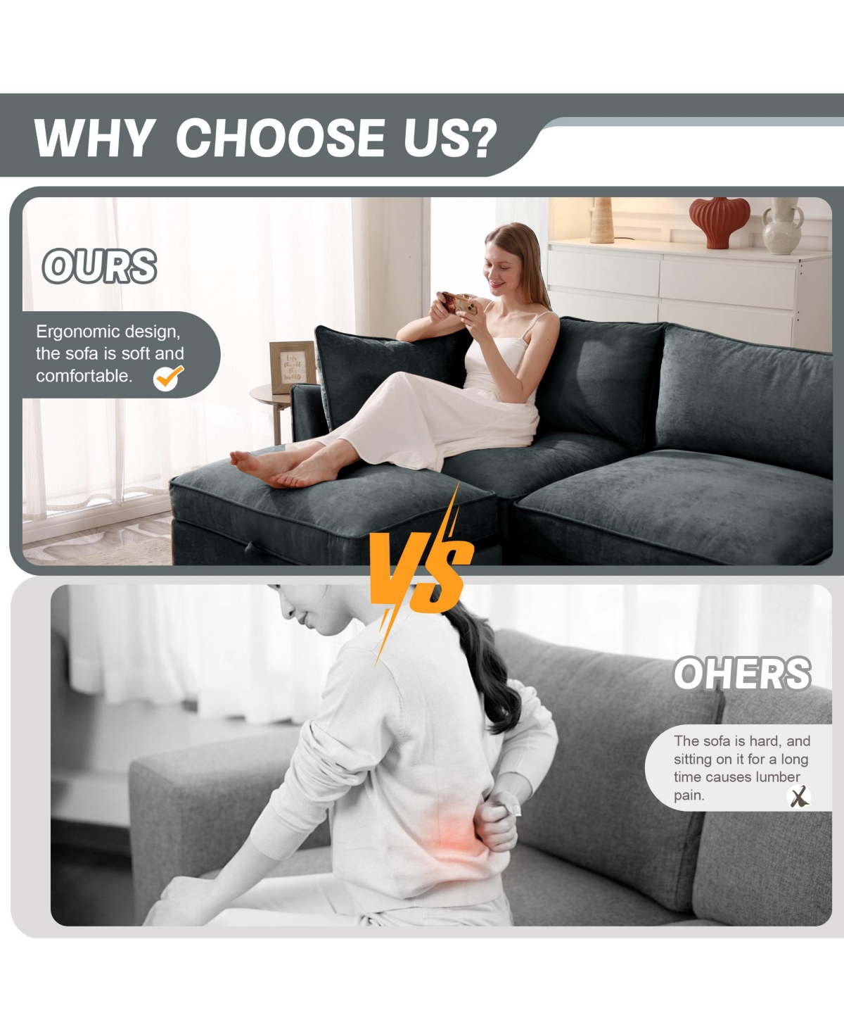 Streamdale Furniture 2-Seater Sofa w/ Footrests & Storage - Chenille Gray