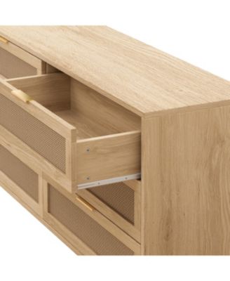 Modern Rattan Dresser with 6 Drawers and Ample Storage Space