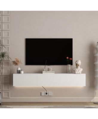Floating TV Stand Wall Mounted LED 69" Modern Entertainment Center