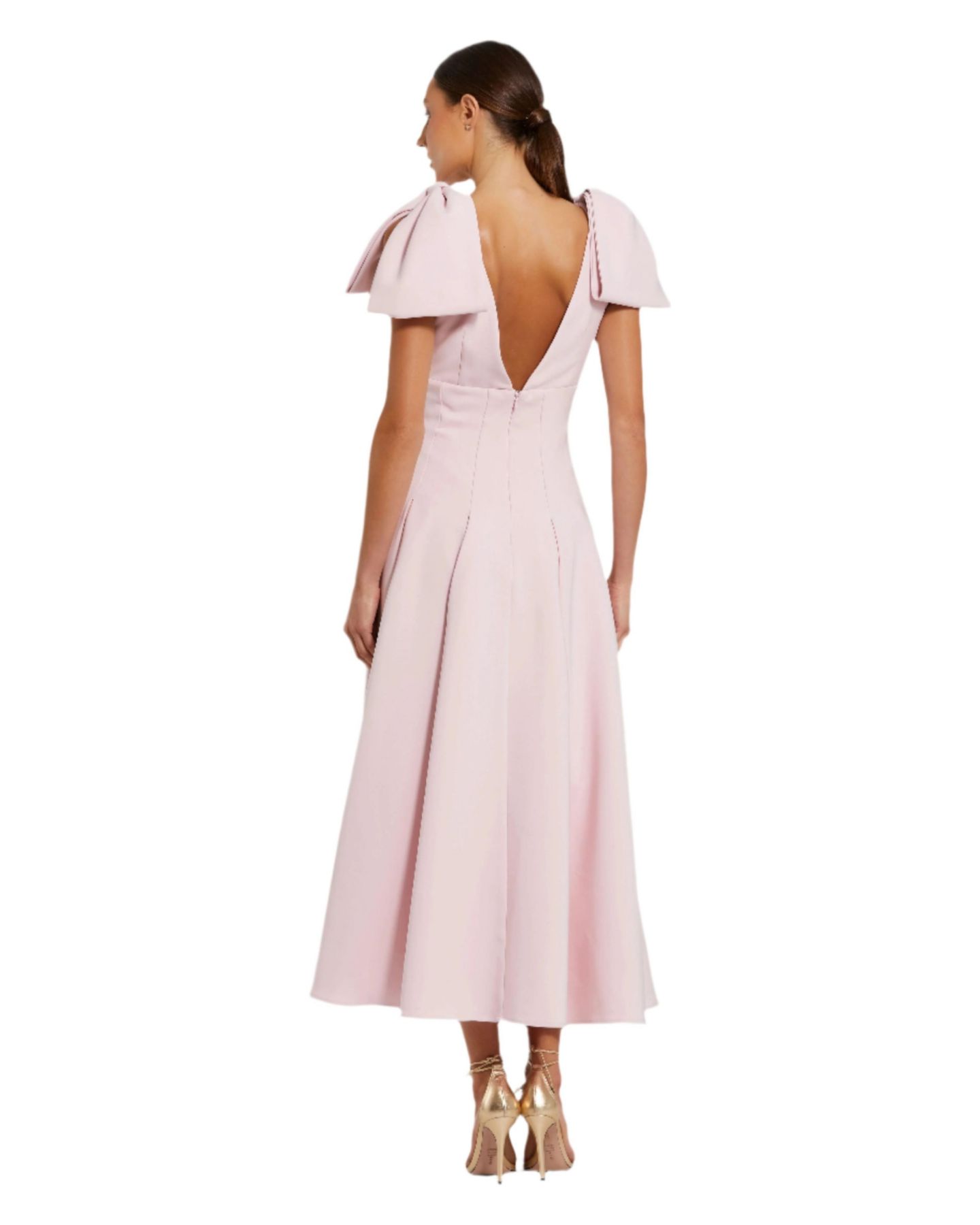 Женское платье Mac Duggal Crepe A Line Midi, цвет: Пудровый — фото 2