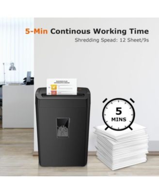 12-Sheet Crosscut Shredder, P-4, 5.5Gal Bin, Shreds Paper/Cards/Mail/Staples, Heavy-Duty, Home Office