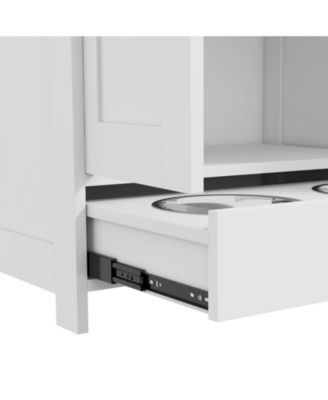 Dog Feeding Station w/ Raised Dog Bowls, Adjustable Panel