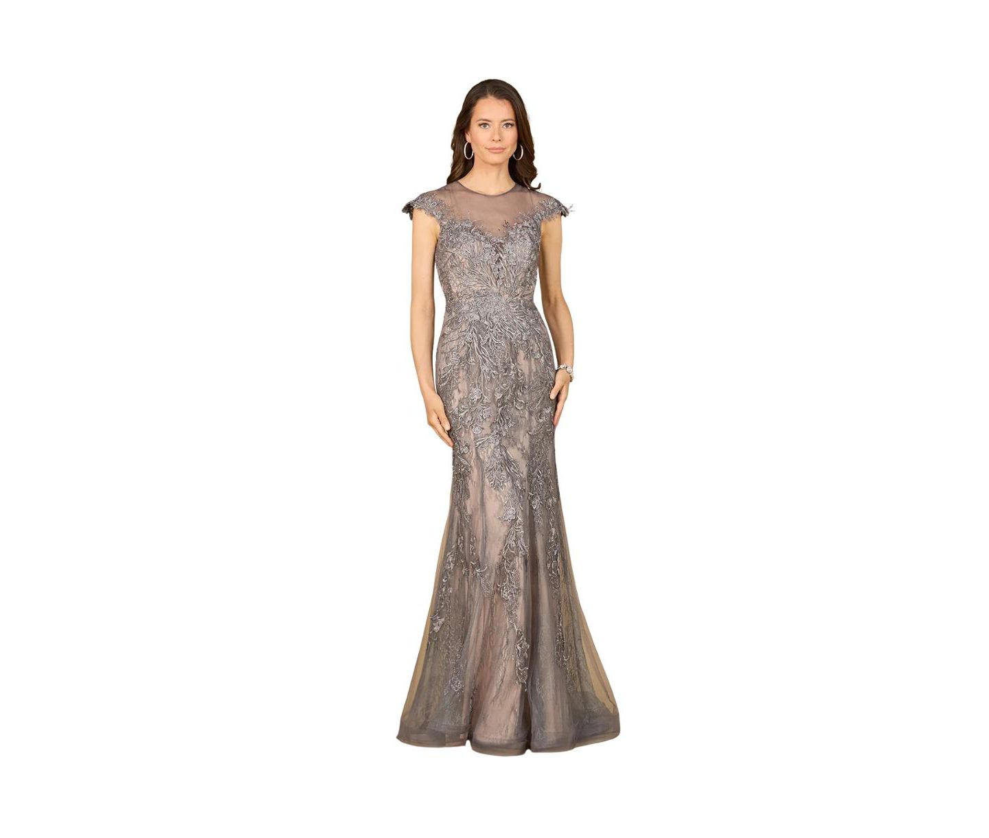 Женская кепка Lara Sheath Lace Gown with Cap Sleeves, цвет: Угольный — фото 1
