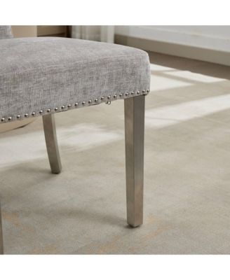 Set of 2 Mid Century Modern Chenille Dining Chairs