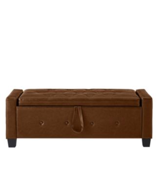 48" Storage Ottoman Bench - Tufted Faux Leather Brown