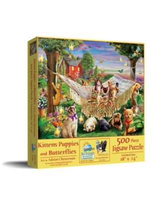 Kittens Puppies and Butterflies 500 piece Jigsaw Puzzle for Adults