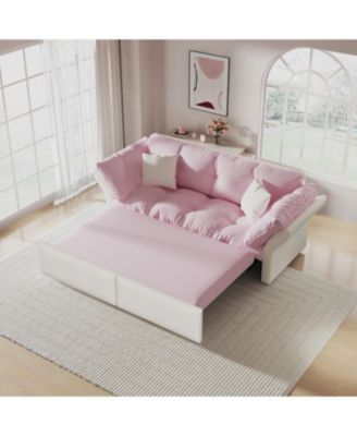 Queen Pull Out Sofa Bed, 3-in-1 Convertible Sleeper, Velvet Loveseat