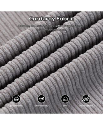 L-Shaped Corduroy Sectional Sofa Bed - Memory Foam, Steel Frame