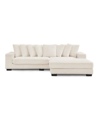 Corduroy Tufted Sleeper Sectional Sofa, L-Shaped Modular Convertible