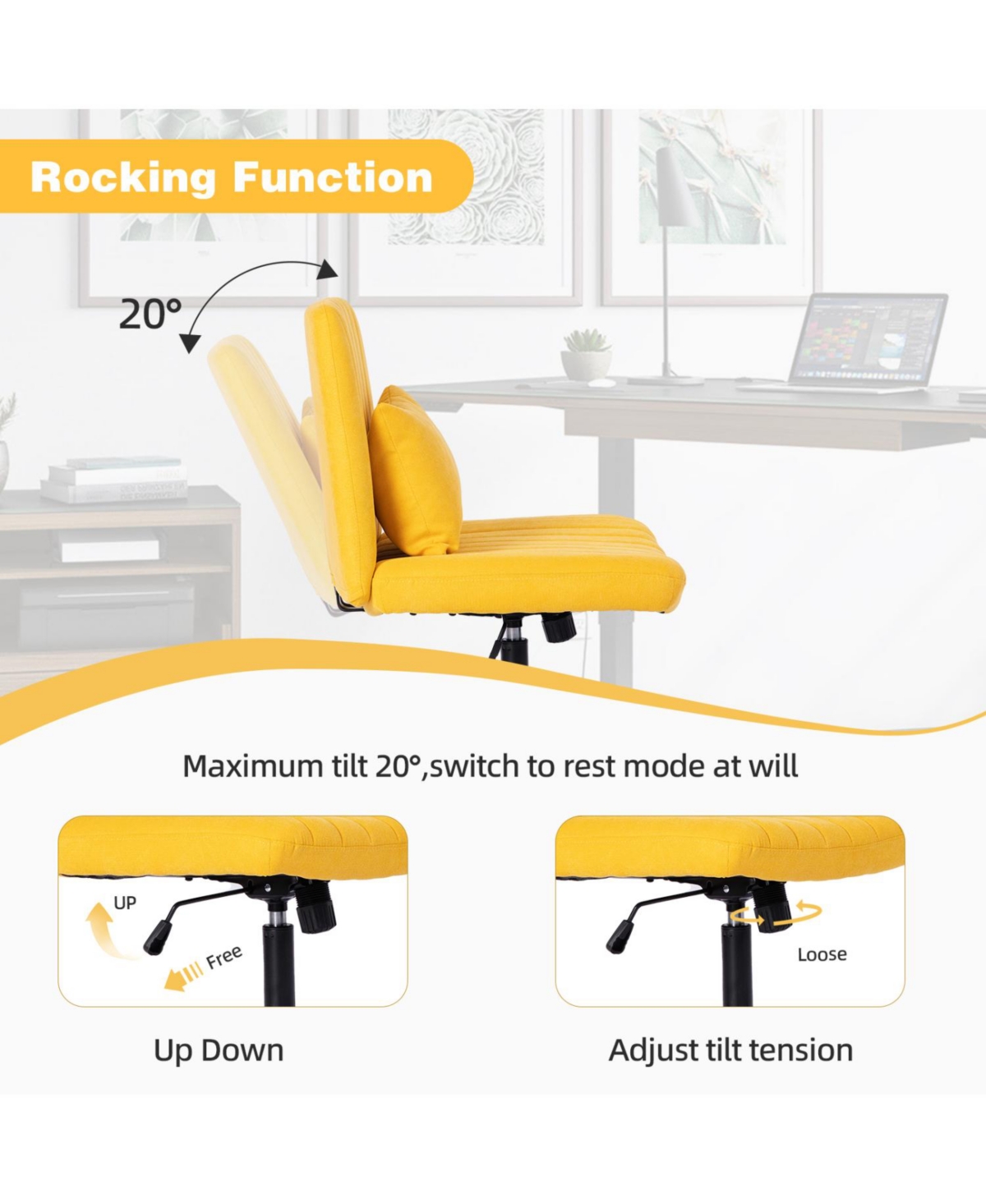 Streamdale Furniture Streamdale Linen Armless Office Chair with Wheels