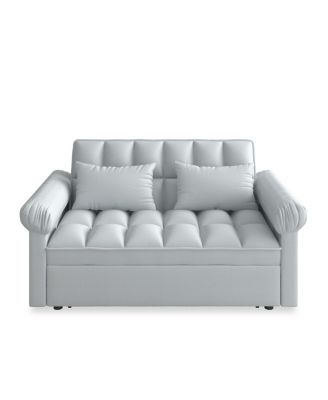 Loveseats Sofa Bed with Pull-out Bed, Adjsutable Back-Light grey