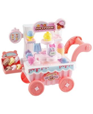 Kids Ice Cream Cart Pretend Play Set with 27 Accessories