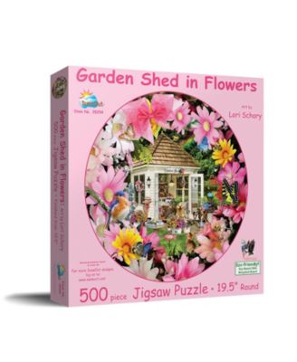 Garden Shed in Flower 500 piece Jigsaw Puzzle for Adults Round