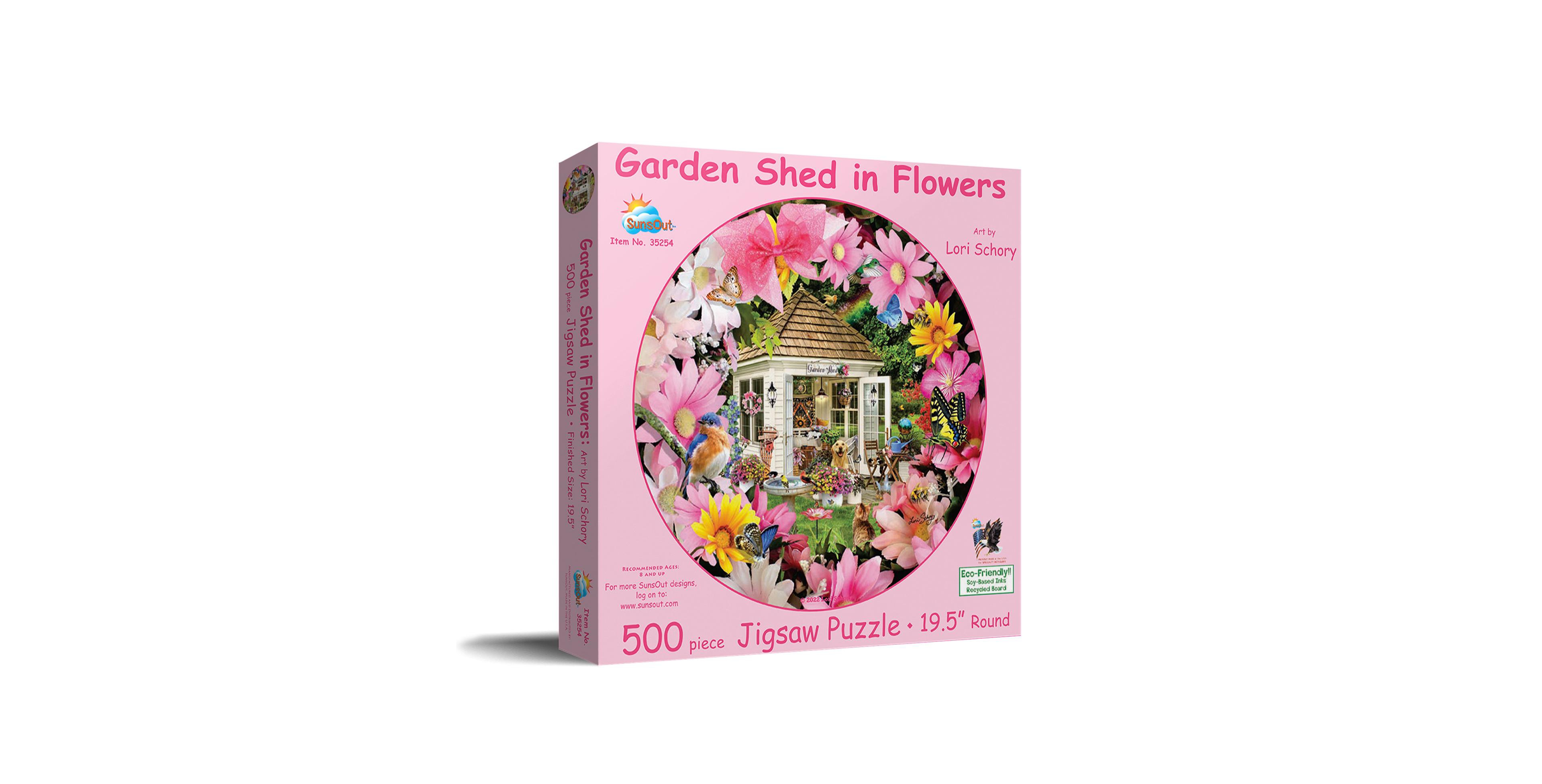 Sunsout Garden Shed in Flower 500 Piece Round Jigsaw Puzzle, Ages 15+