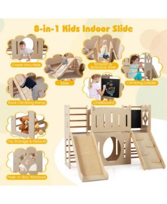 8 in 1 Toddler Wooden Indoor Playground with Climber
