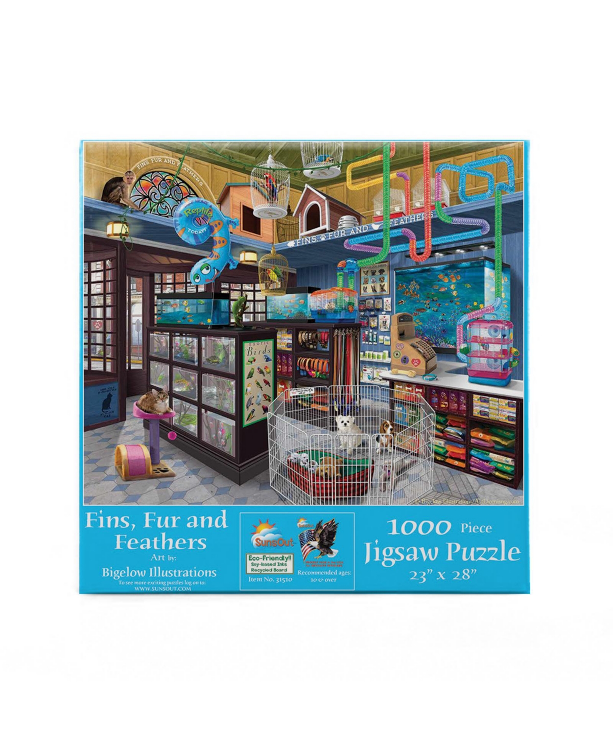 SunsOut Fins, Fur and Feathers 1000 piece Jigsaw Puzzle for Adults