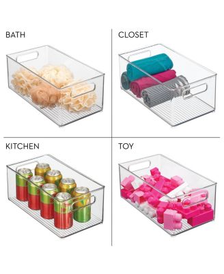 Plastic Stackable Fridge Bin with Handles, Clear, Made in USA