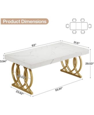 63-Inch Executive Desk, Modern Office Computer Desk with Faux Marble Tabletop