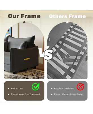 81.9'' Velvet Pull Out Sleeper Sofa Bed, 3-in-1 Convertible King Couch with Pillows, Modern Sofa for Living Room-Maison Boucle