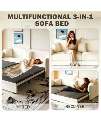 81.9'' Velvet Pull Out Sleeper Sofa Bed, 3-in-1 Convertible King Couch with Pillows, Modern Sofa for Living Room-Maison Boucle