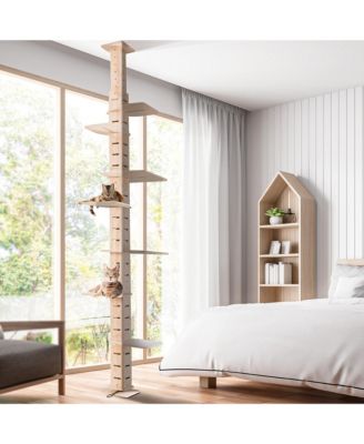 9 Adjustable Floor to Ceiling Cat Tree Multi Level Vertical Condo Climbing Frame