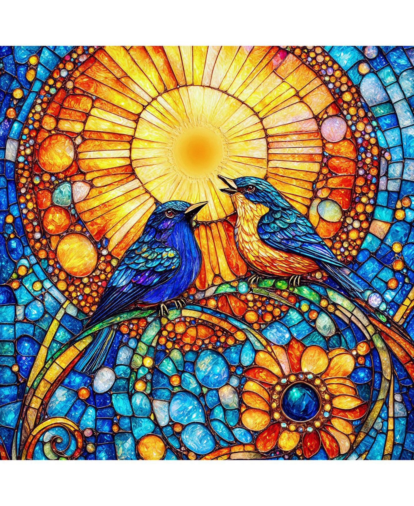 Детский пазл SunsOut Bluebirds Stained Glass 500-Piece Jigsaw Puzzle, от 15 лет — фото 4