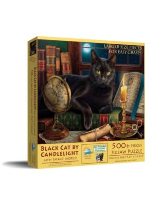 Black Cat by Candlelight 500 piece Jigsaw Puzzle for Adults Large Pieces