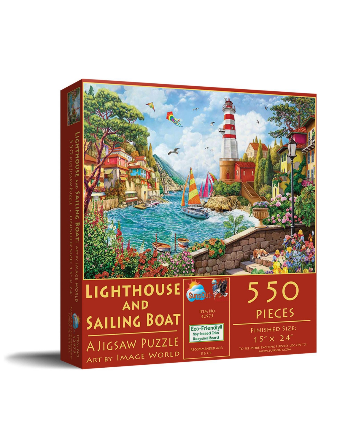 SunsOut Lighthouse and Sailing Boat 550 piece Jigsaw Puzzle for Adults