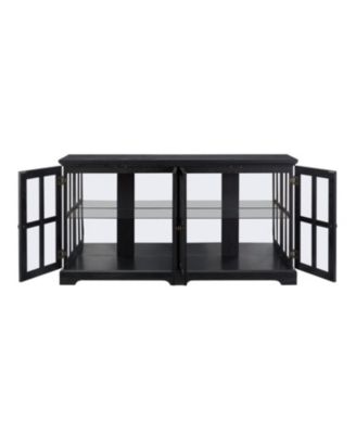LED Curio Cabinet with Glass Doors & Adjustable Shelves - Black