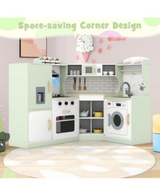 Corner Kids Play Kitchen with Washer and Ice Maker