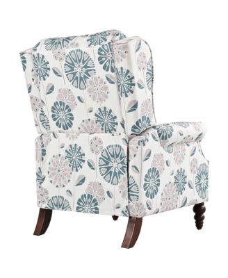 Streamdale Push Back Recliner Chair, Wing Back, Gourd Legs, White & Blue