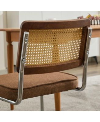 Mid Century Modern Cane Back Dining Chairs - Set of 2, Coffee