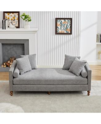 Upholstered Chaise Lounge Sleeper Sofa Daybed with Pillows