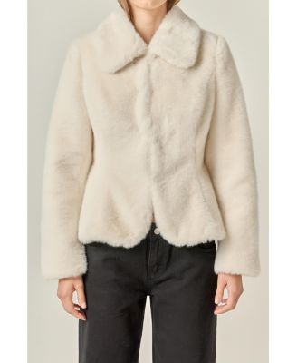 Women's Peplum Faux Fur Coat