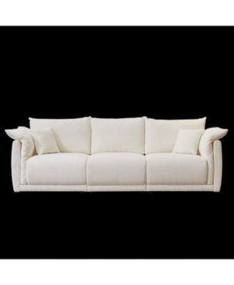98.5" Beige Linen Sofa with Pillows