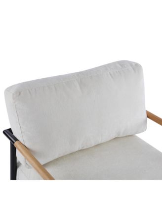 Streamdale Modern Plush   Chair Metal Frame, Wooden Armrests