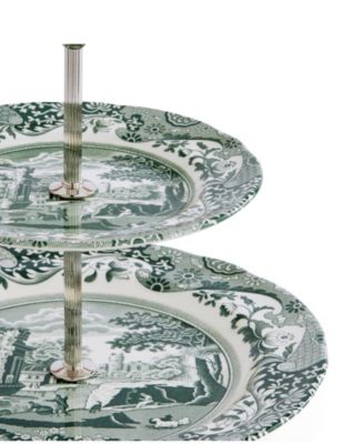 Heritage Green Italian 2-Tier Cake Stand