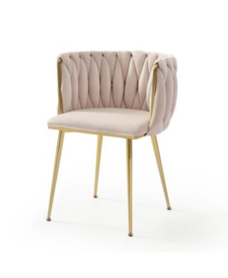 Velvet Dining Chairs Set of 2 Golden Metal Legs