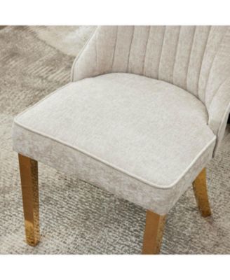 Chenille Dining Chairs Set of 2 (Beige)