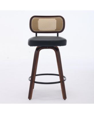 Rattan Counter Height Swivel Bar Stools (Set of 3)